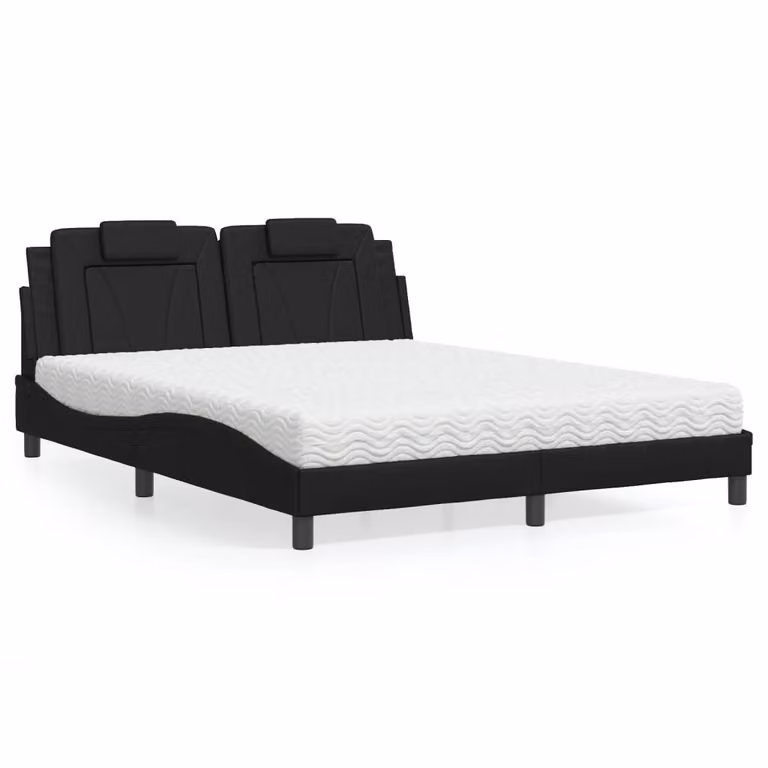 Letto Viana vidaXL con Materasso in Similpelle Nero L/P/H: 218 x 160 x 74,5 cm