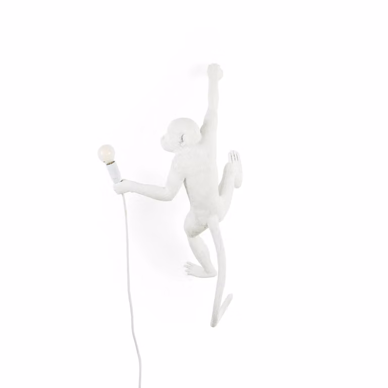 SELETTI Applique LED Monkey Lamp, bianco, destra Lamp, Bianco / Opale, Soggiorno / Sala da pranzo, Plastica, Design, Applique
