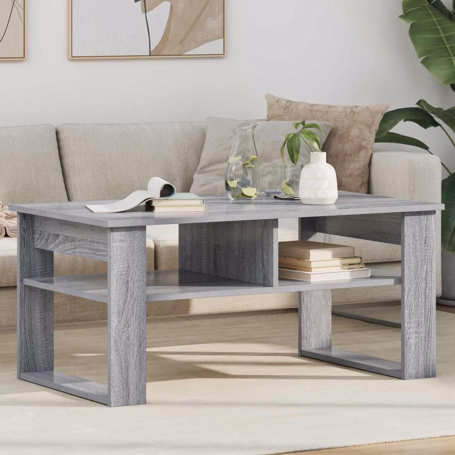 Maison Exclusive - Tavolino Sonoma grigio, 96 x 54 x 44 cm, realizzato in legno composito