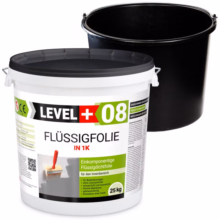 Set di impermeabilizzazione con pellicola liquida da 25 kg + secchio da cantiere in PVC da 20 L in omaggio - Set di impermeabilizzazione per bagno SET404