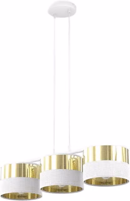 Lampada sospesa moderna Emibig LUX in metallo bianco e oro con 3 portalampada E27