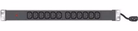 PDU Tecline da 48,30 cm (19") 12 prese IEC13 in alloggiamento in alluminio 1U, 3 cavi da 1,5 mm 2,5 m, nero RAL 9005 PDU economica con alloggiamento in alluminio (808902)
