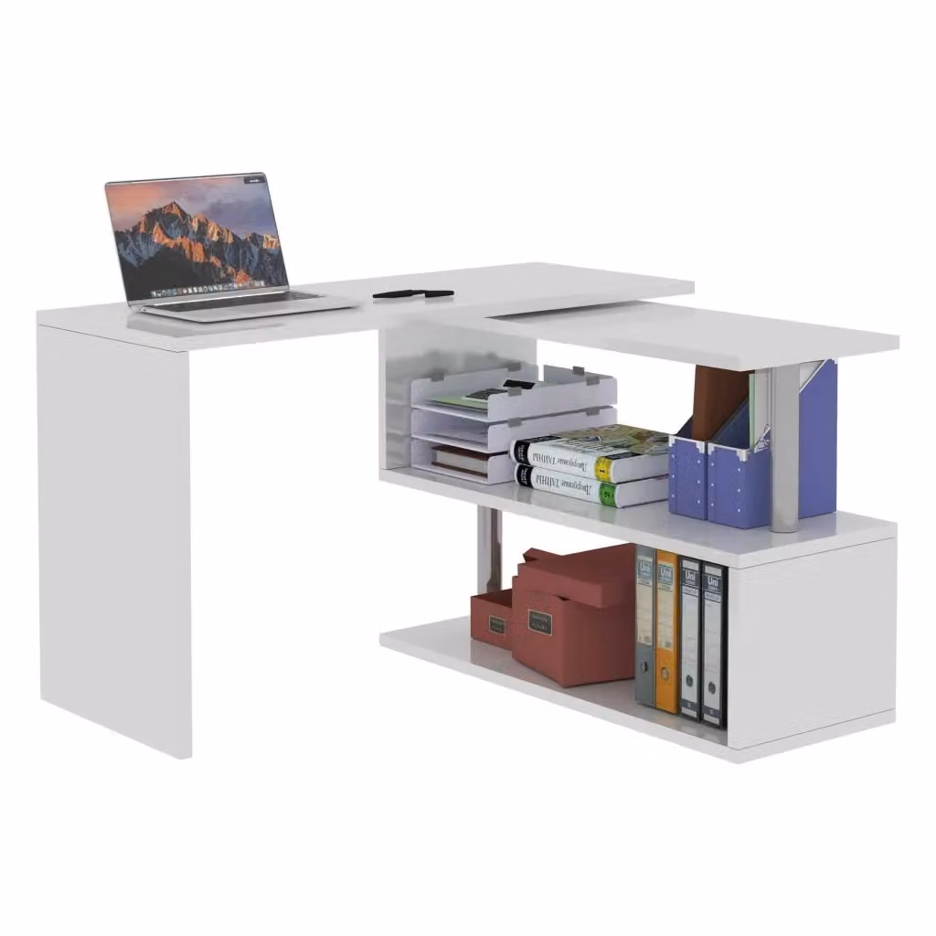 Scrivania angolare moderna DMORA Topazio Bianco Lucido L/P/H: 120 x 50 x 75 cm – 2