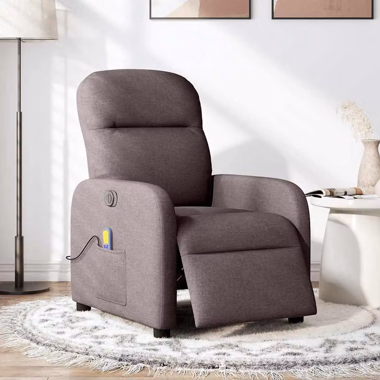 vidaXL Poltrona Massaggio Reclinabile Elettrica Marrone Scuro Tessuto