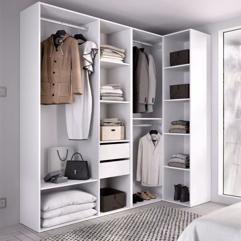 Dmora Guardaroba Grande Onyok 84.5x205h cm Bianco, Appendiabiti 13 Vani