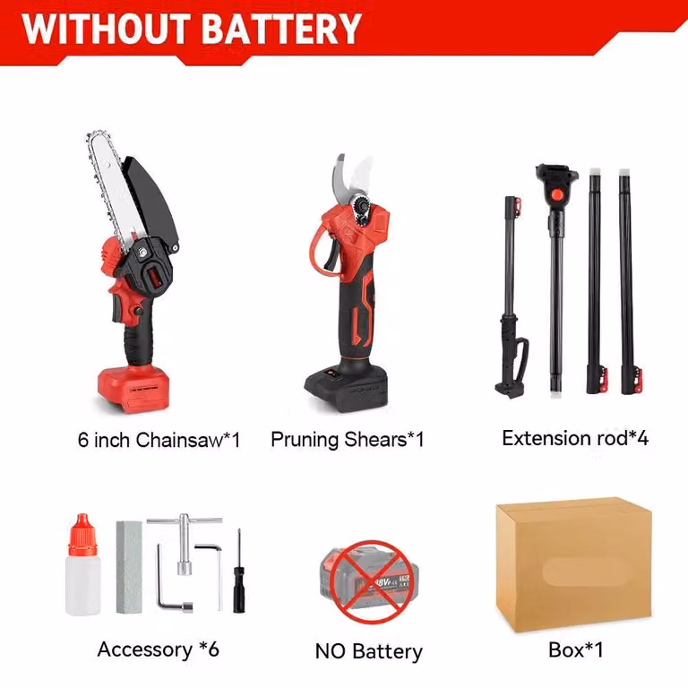 Attrezzo multifunzione 3-in-1: potatore a batteria, motosega a batteria, sega telescopica, senza fili, 3500W