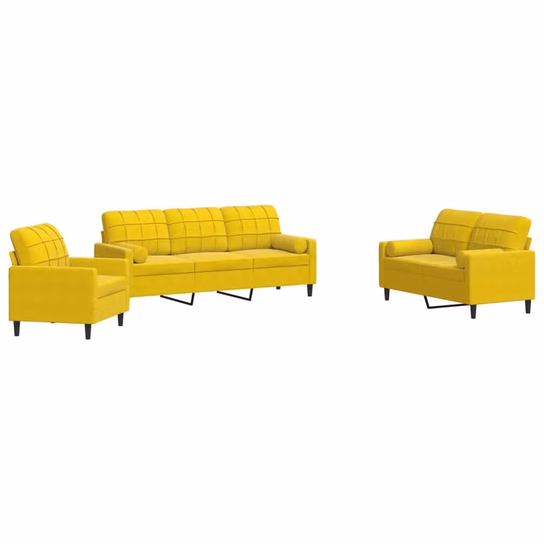 Maison Exclusive - Set divano 3 pezzi con cuscini e cuscini cervicali in velluto giallo