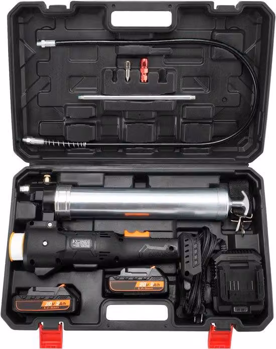 Set per ingrassaggio ad alta pressione elettrico, con batteria da 20 V, pressione di 10.000 PSI, tubo flessibile da 39 pollici, inclusi caricabatterie e custodia, colore nero