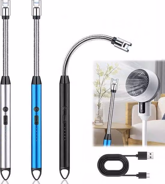 Set accenditore elettrico al plasma, USB, lungo, sicuro, cucina, campeggio