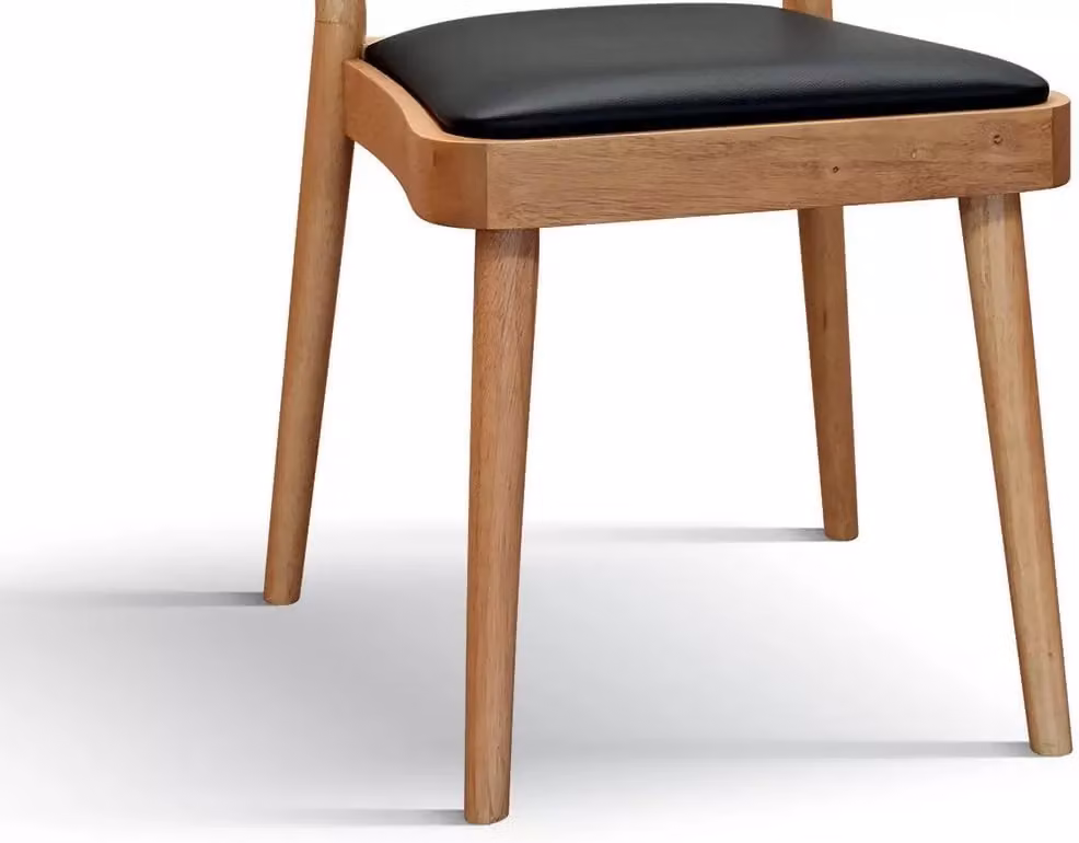 Set di 2 sedie moderne Mobili 2G in legno naturale con seduta in ecopelle nera L/P/H: 48 x 45,5 x 79 cm – 3