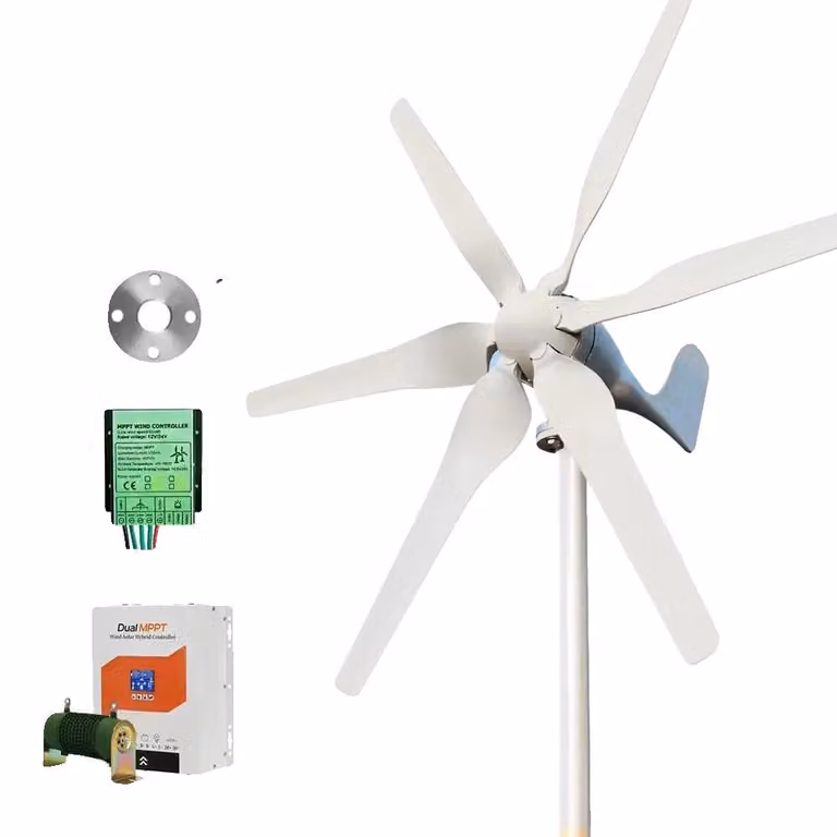 Turbina eolica, alta efficienza, compatibilità con sistemi off-grid, dotata di doppia tecnologia MPPT, 3000W, 12V