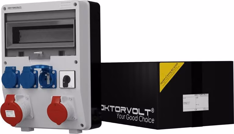 Distributore di potenza TD 1x32A 1x16A 3x230V sistema franz/belg con interruttore a camme 0-1 Doktorvolt 2497