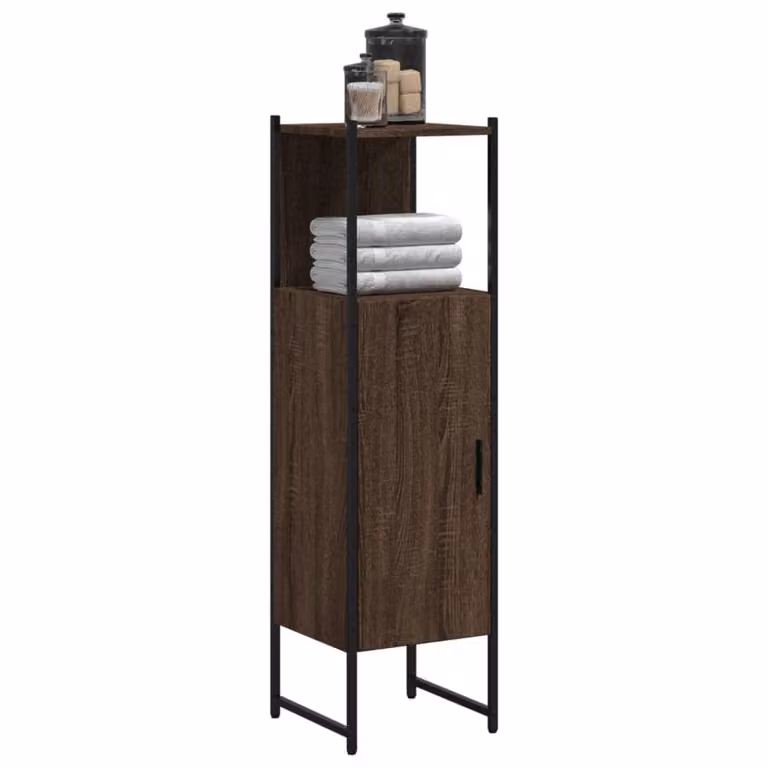 Mobile da bagno moderno vidaXL in legno rovere marrone con ante a cerniera e ripiani interni L/P/H: 33 x 33 x 120,5 cm