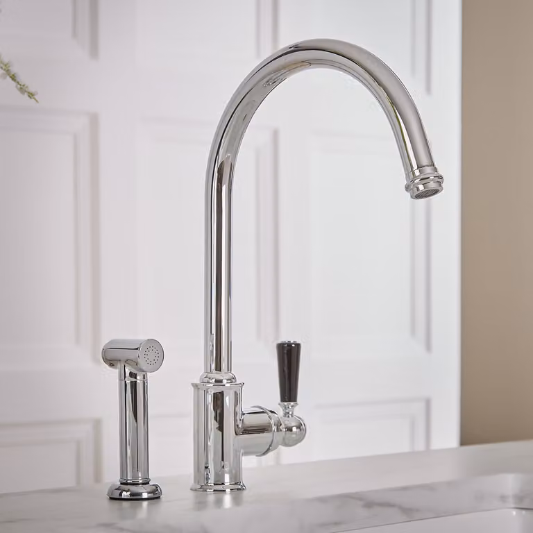 Hudson Reed Elizabeth - Miscelatore da Cucina Classico con Spray Estraibile - Cromato e Nero
