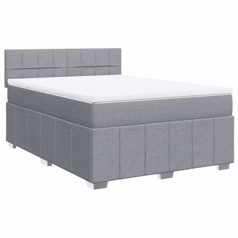 Giroletto a Molle con Materasso Grigio Chiaro 140x200cm Tessuto