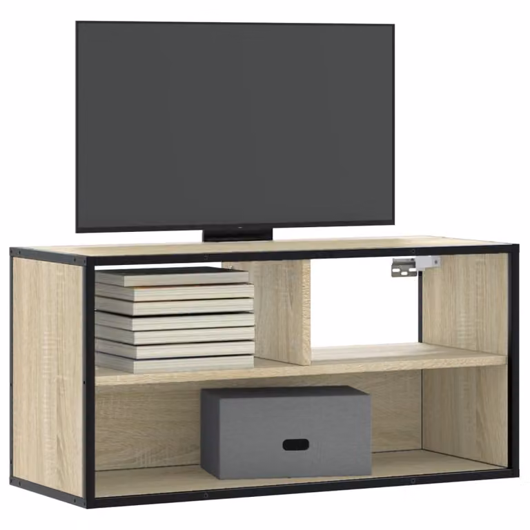 Mobile TV vidaXL in stile industriale, Rovere Sonoma e Metallo, marrone, L 80 cm x P 31 cm x H 39,5 cm