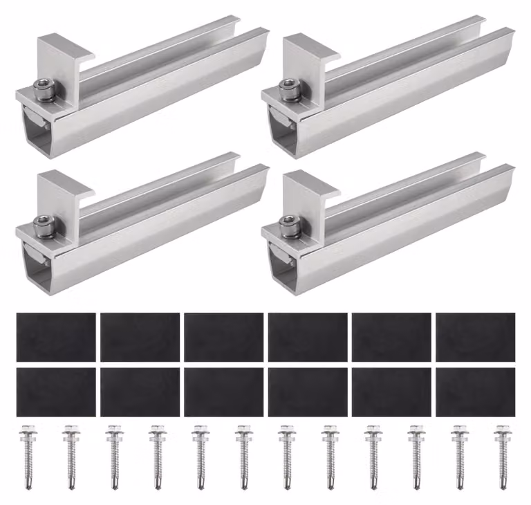 Sistema di montaggio per pannelli fotovoltaici, adatto a tetti a falde, alluminio, 30 mm, set da 4 pezzi