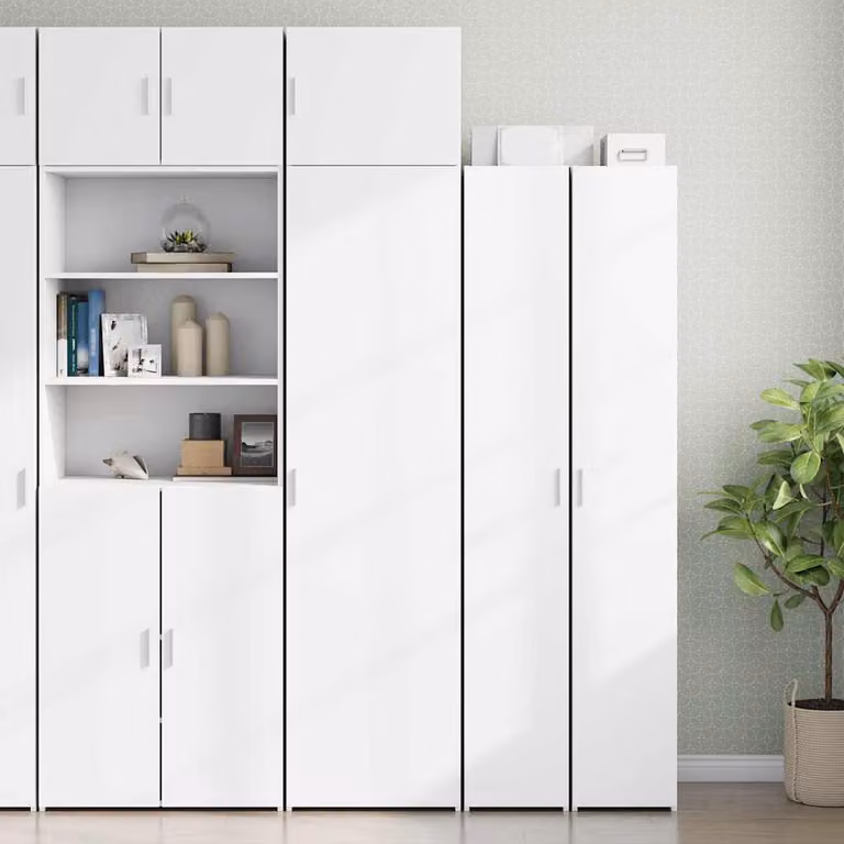Mobile Sottile vidaXL Bianco in MDF con Ante a Battente, L/P/H: 50 x 42,5 x 225 cm
