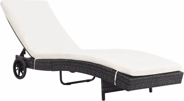 Lettini Prendisole 2 pz con Ruote Cuscini in Polyrattan Nero 3078465
