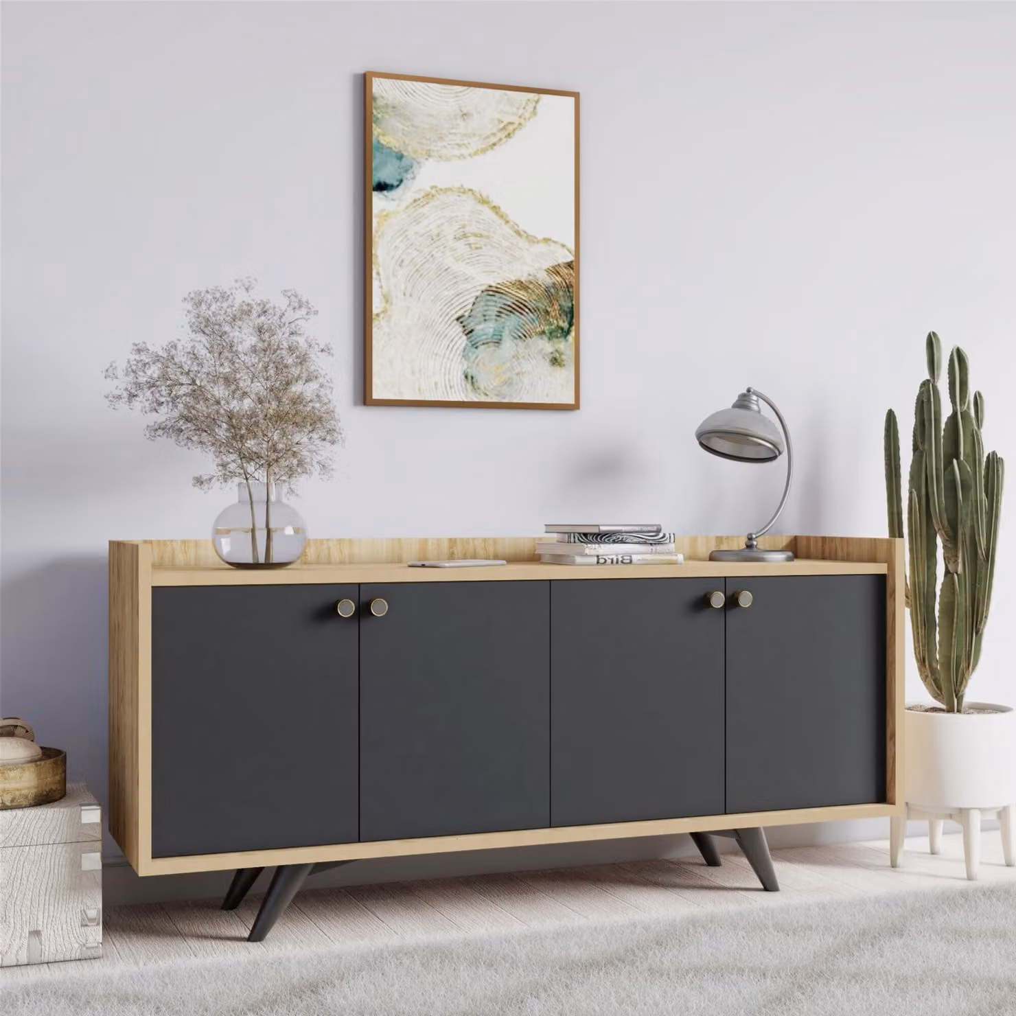 Skye Decor, Piran, consolle, antracite, 100% pannelli truciolari rivestiti in melamina, 150 x 40 x 75 cm