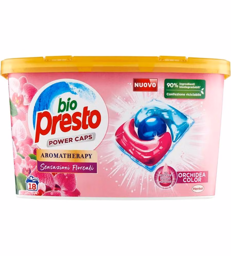 Bio Presto Detersivo Lavatrice Caps Aromaterapia Floreale 18 Lavaggi