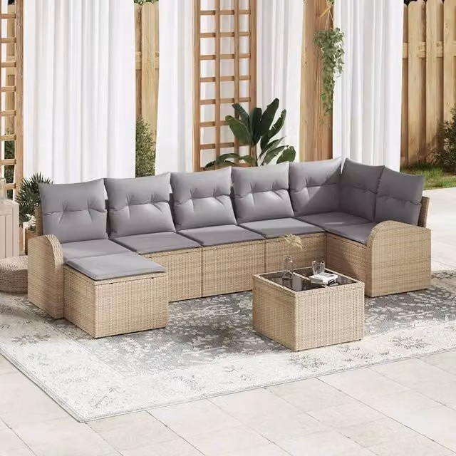 Set di divani 8 pz Beige polyrattan 3354809