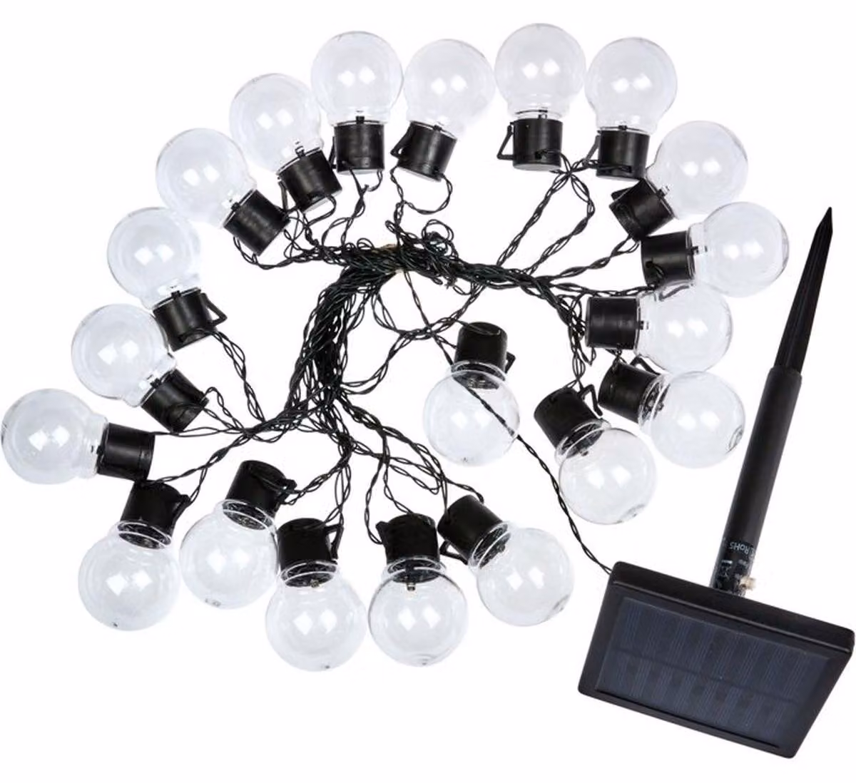 SMART GARDEN GloBulb 20, catena di luci solari, 10 metri, 20 globi LED bianco caldo, attivazione automatica di notte, illuminazione fissa o lampeggiante, cavo nero, per uso esterno