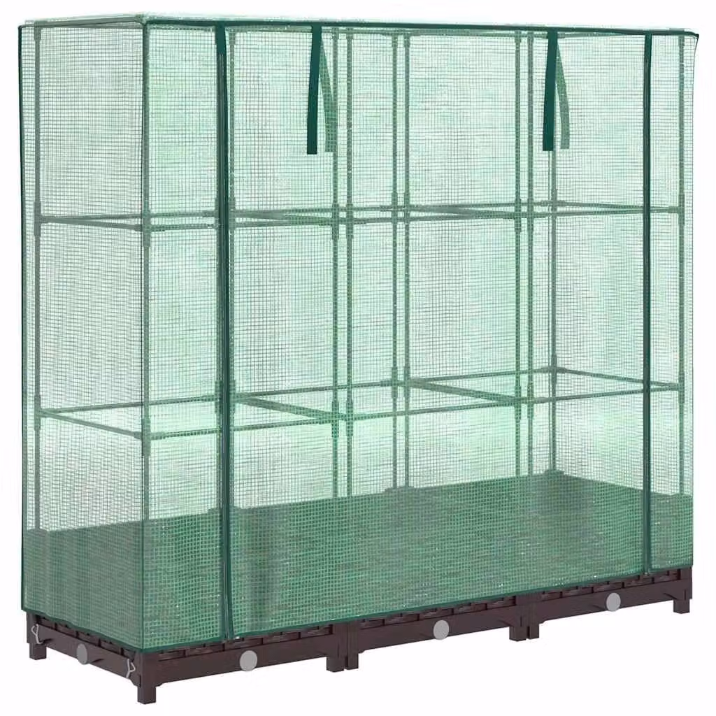 Aiuola rialzata con serra per piante