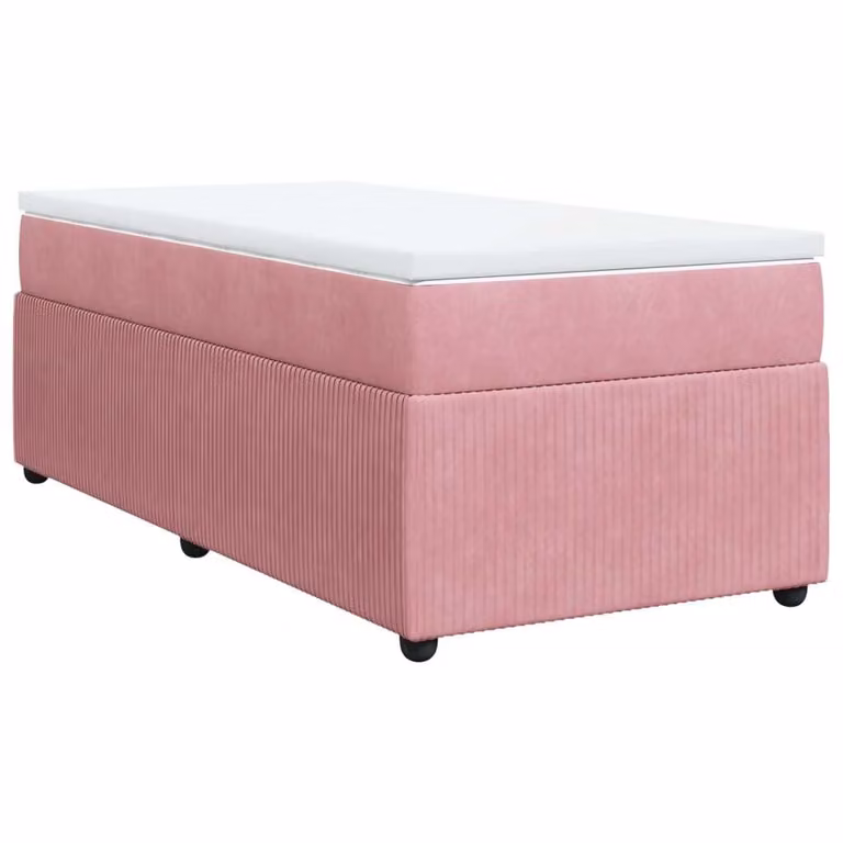 Giroletto a Molle con Materasso Rosa 90x190 cm in Velluto
