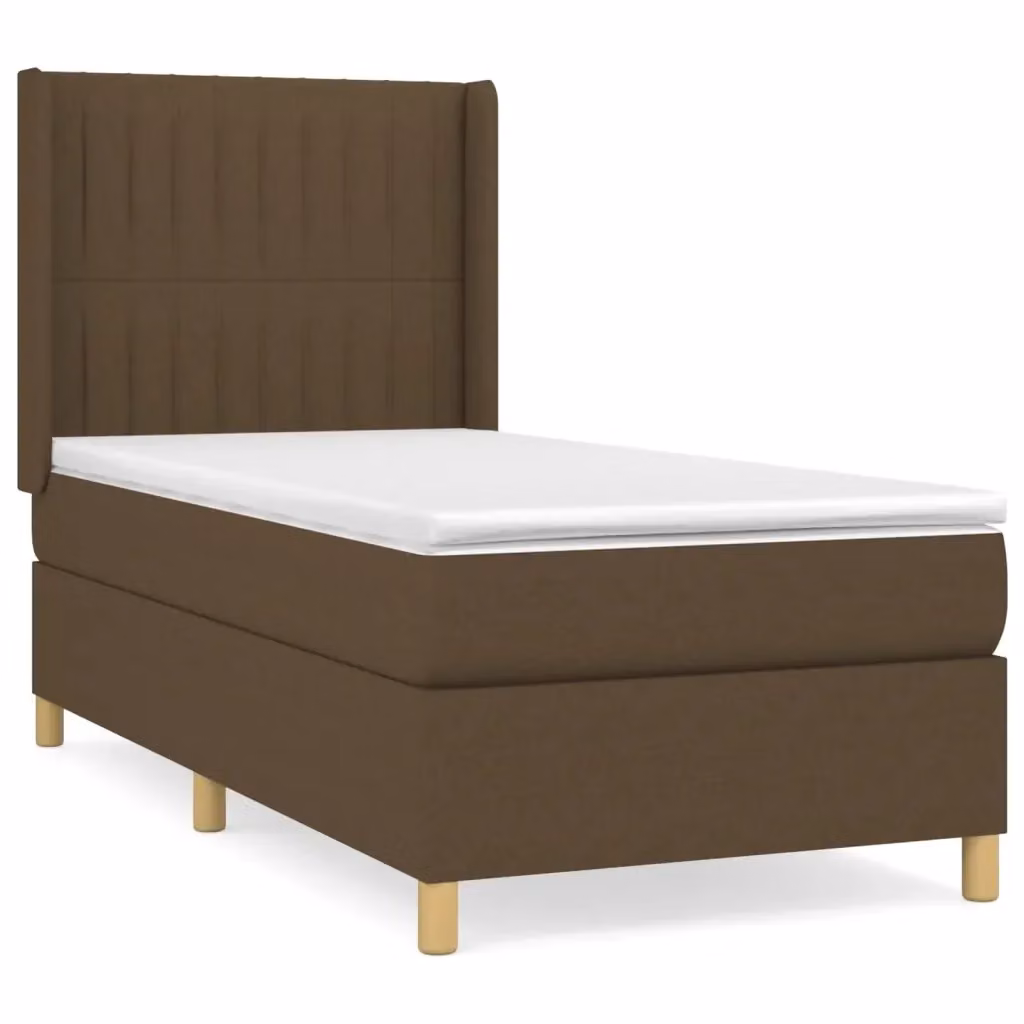 Letto Ibrido vidaXL con Giroletto a Molle e Materasso in Tessuto, Marrone e Bianco, L/P/H: 100 x 200 x 40 cm – 2