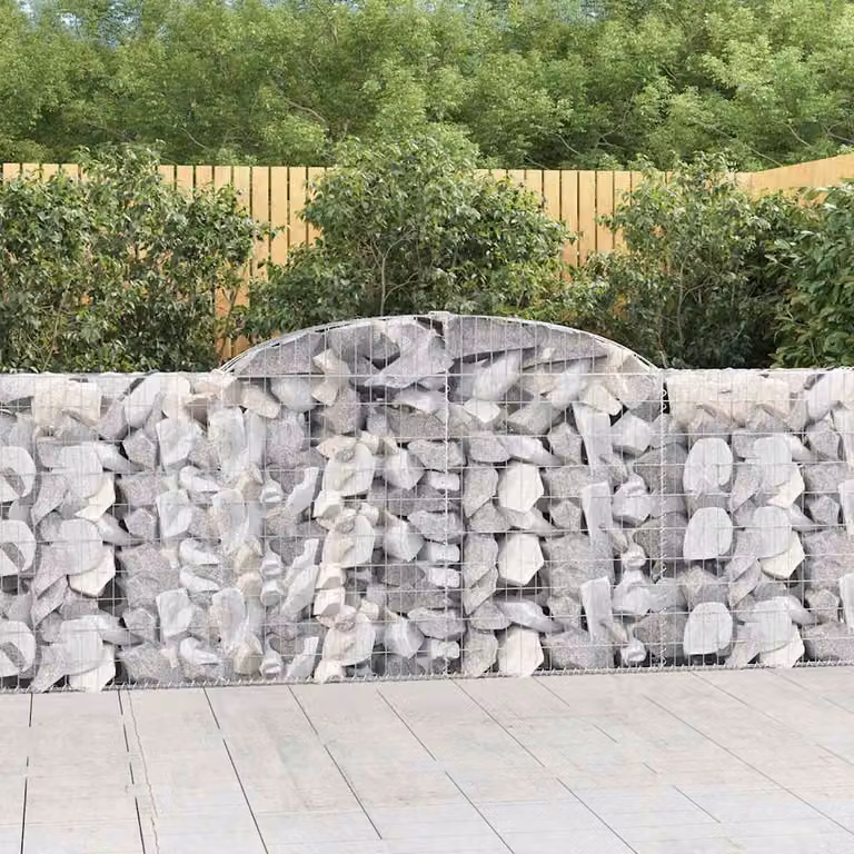 Set di 8 cesti gabbioni ad arco vidaXL in acciaio zincato grigio, L: 300 cm, P: 30 cm, H: 100/120 cm
