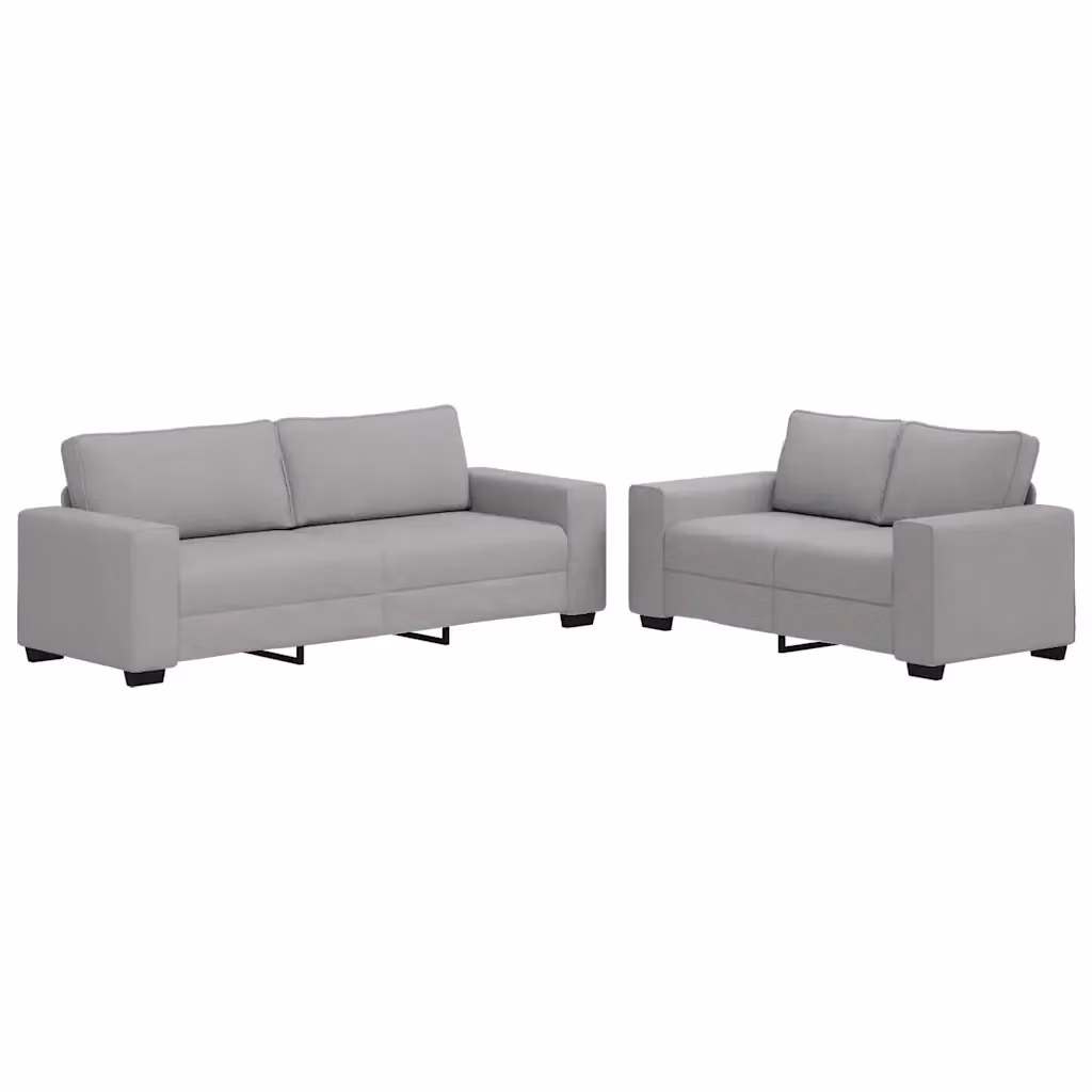 Set di divani 2 pezzi vidaXL in tessuto grigio con cuscini per soggiorno e ufficio in casa – 2