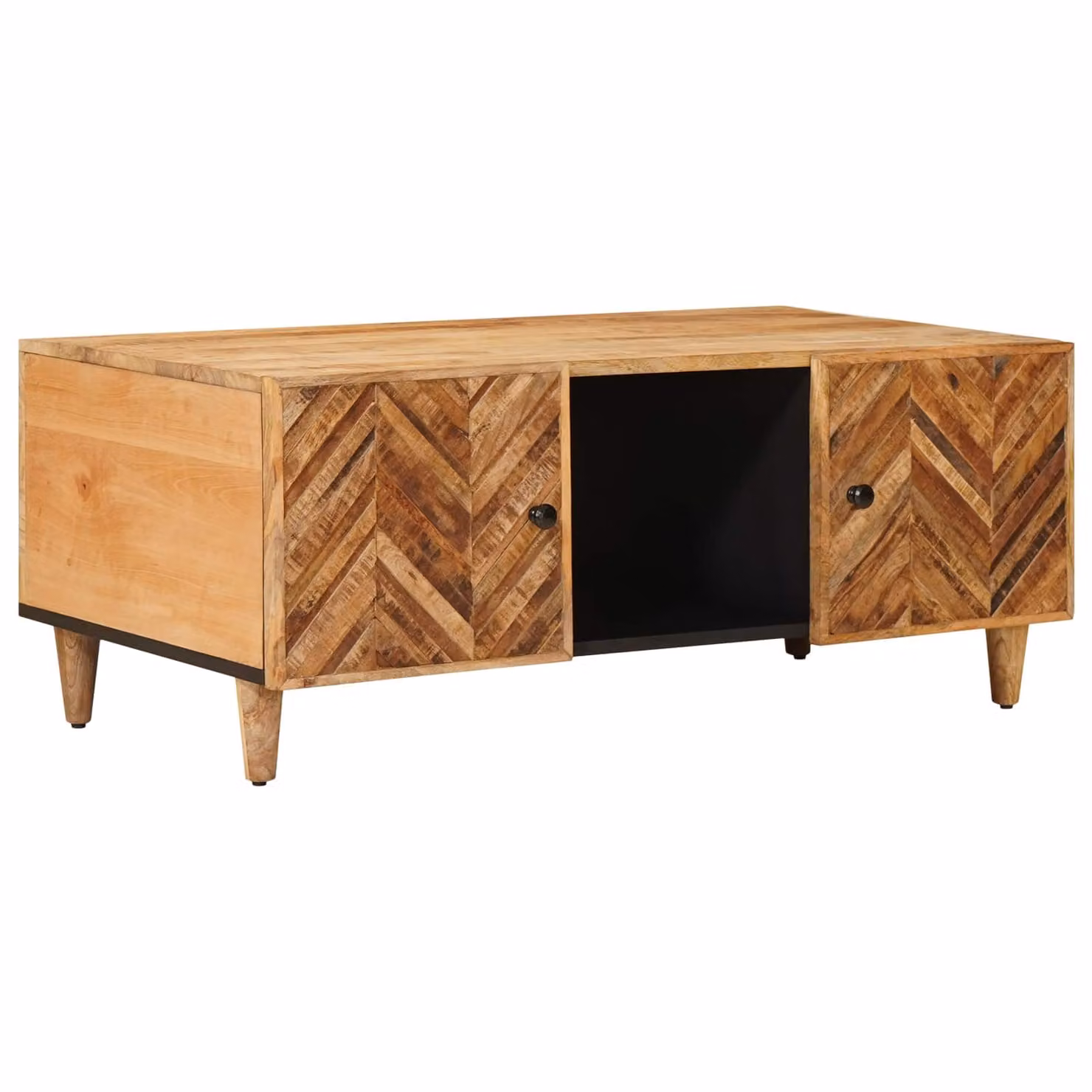 vidaXL Tavolino da salotto moderno in legno di mango e metallo, Marrone, L 100 x P 54 x H 40 cm