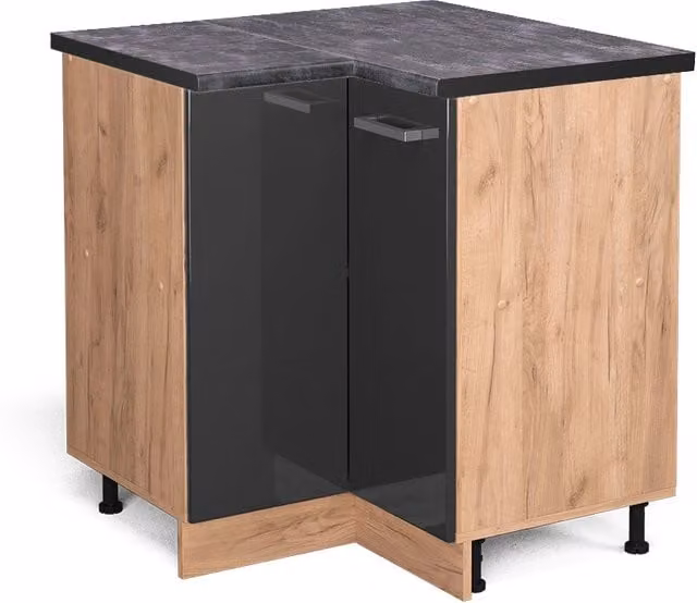 Mobile ad angolo cucina R-Line Antracite lucido/Rovere dorato 75.6 cm, PL Antracite Vicco