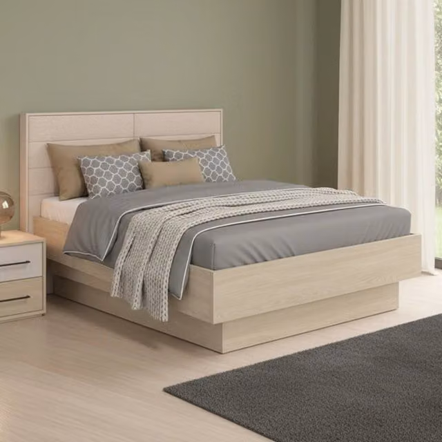 Letto Matrimoniale Tirso, Letto Matrimoniale Dimensione Materasso 160x200 cm, Marrone Rovere