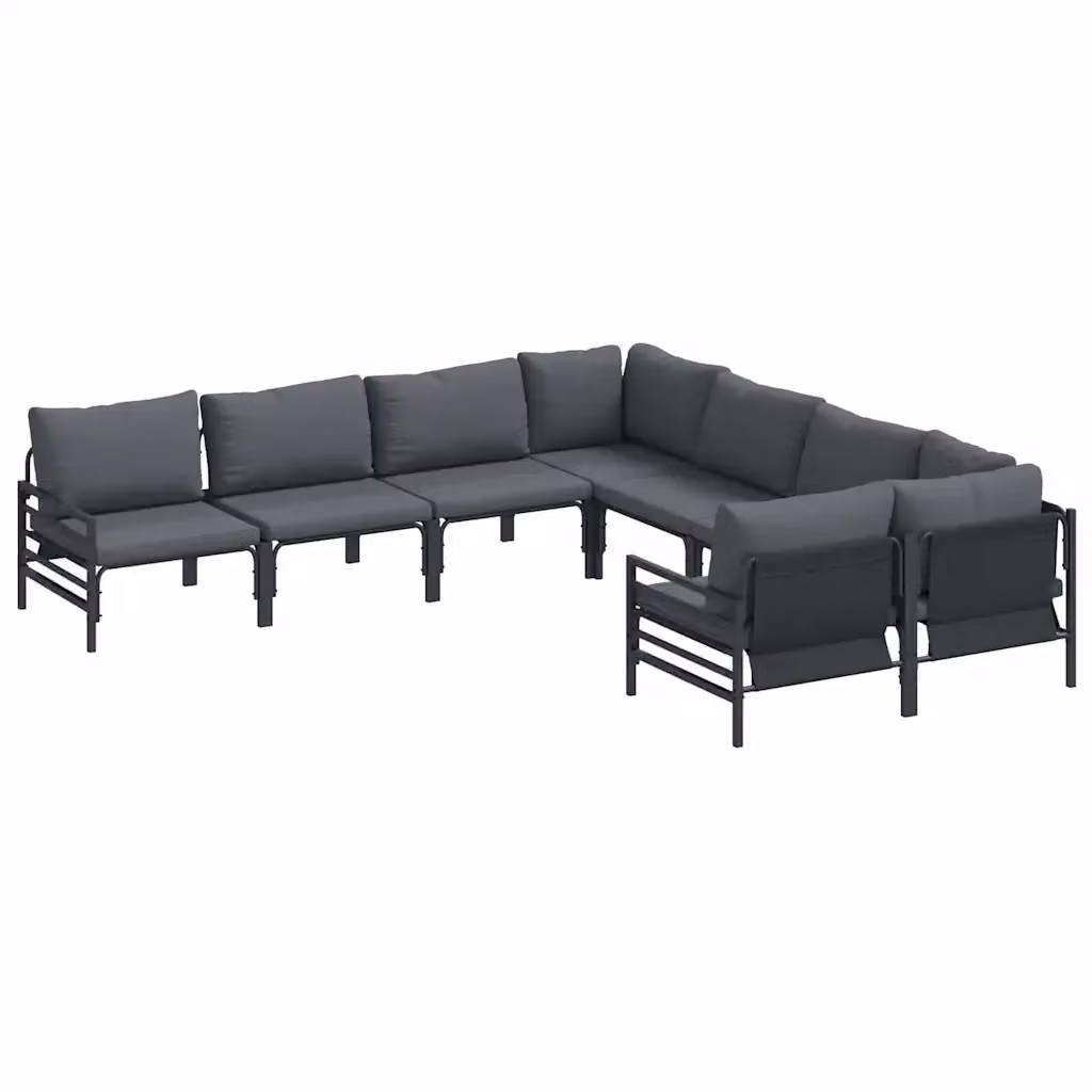Set Divano da Giardino a L vidaXL 8 Pezzi in Acciaio Antracite con Cuscini e Tavolino – 2