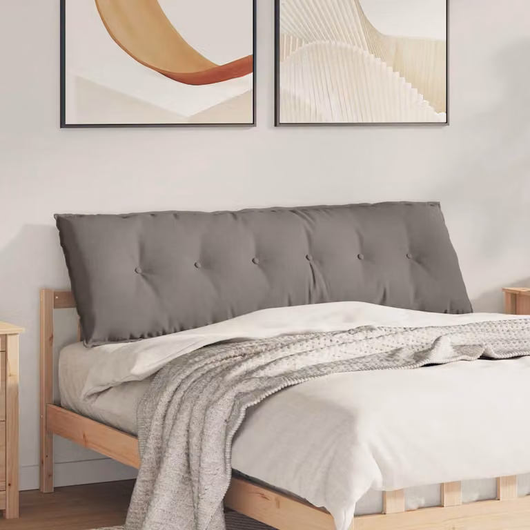 Cuscino per schiena ergonomico e sagomato vidaXL in tessuto con rivestimento rimovibile, disponibile in beige o grigio, L 160 x P 19 x H 50 cm