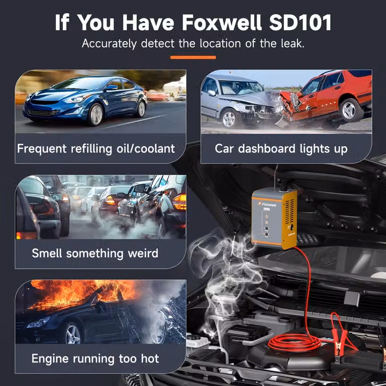 Rilevatore di perdite Rooklek Auto - Tester del sistema EVAP - Generatore di fumo per tubazioni - Strumento per l'ispezione meccanica