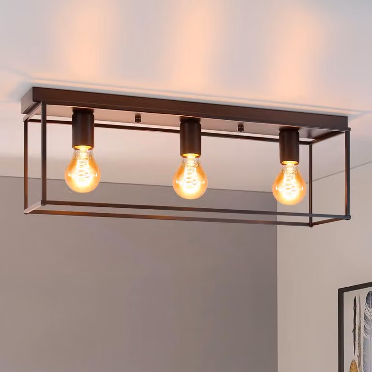 ZMH plafoniera soggiorno nero vintage E27 lampada da soffitto lampada industriale retrò in metallo con 3 fiamme illuminazione da soffitto per camera da letto corridoio cucina sala da pranzo