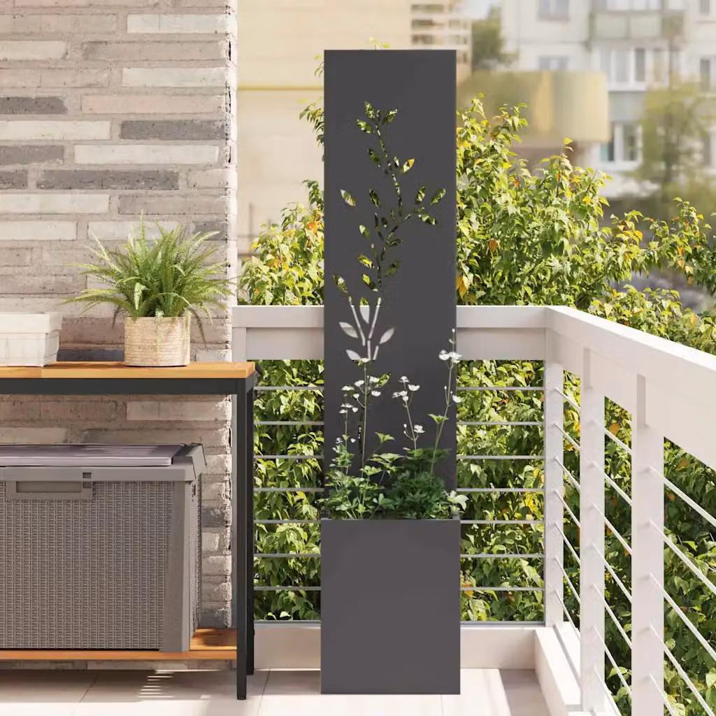 Paravent per privacy in giardino vidaXL con motivo floreale, colore nero, in acciaio, L/P/H: 32 x 32 x 150 cm