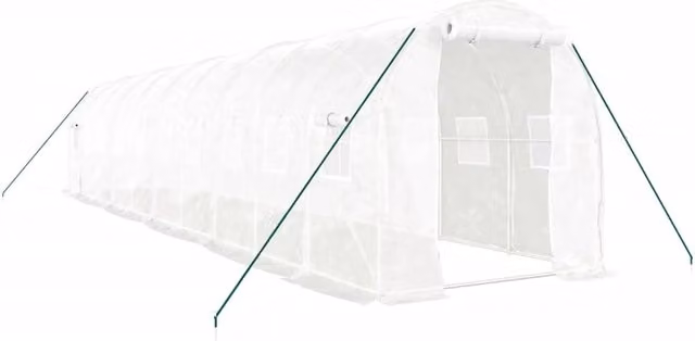 Serra tenda riparo pianta fiore verdura con struttura in acciaio 20 m² 10 x 2 x 2 m bianco 02_0044555
