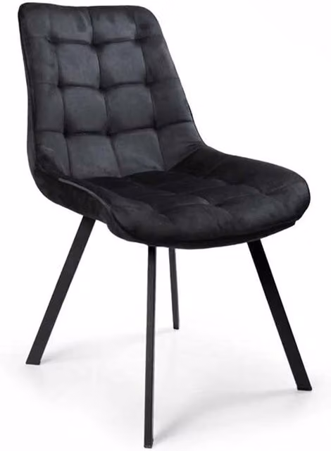 POLTRONA DI VELLUTO IMBOTTITA NERA GAMBE IN METALLO NERO 53X43X85 CM SET 4PZ