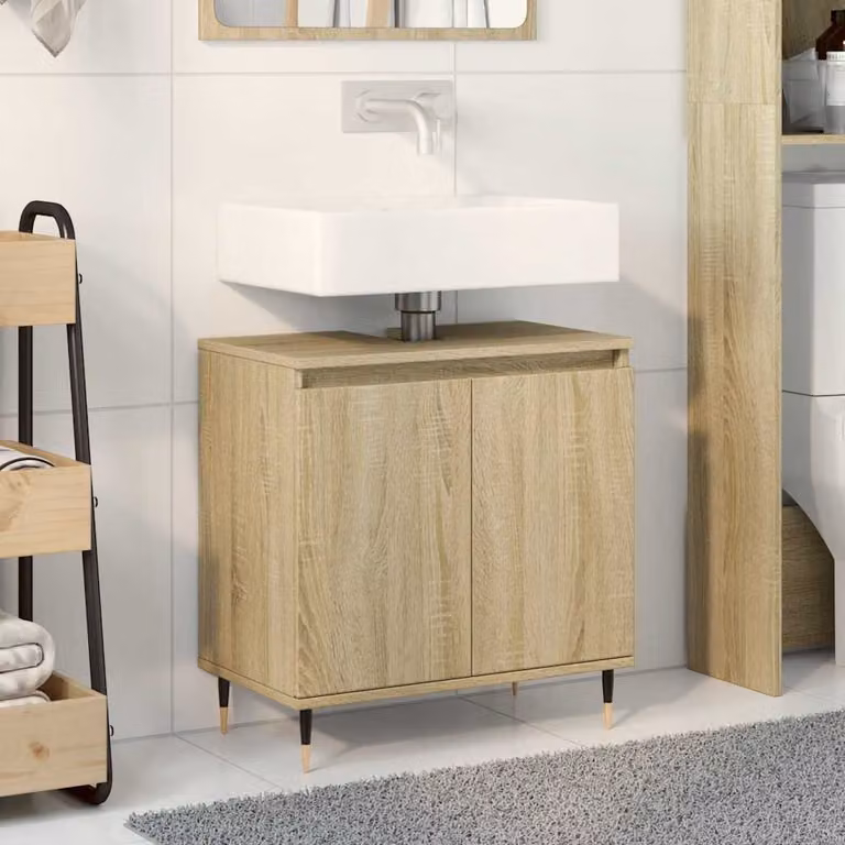 Mobile da bagno vidaXL in legno Rovere Sonoma, L: 58 cm, P: 33 cm, H: 60 cm