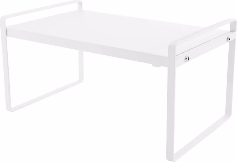 Ripiano estraibile per armadio - Organizzatore regolabile per la cucina - Larghezza da 34 a 63 cm - Realizzato in ferro da 0,8 mm - Capacità di carico: 10 kg - Colore: bianco