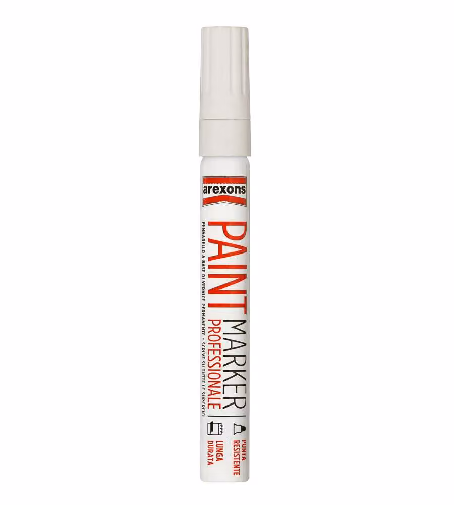 Arexons Pennarello Indelebile Bianco per Legno Metallo Plastica 10ml