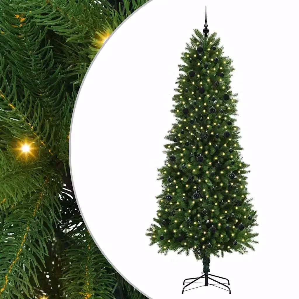 Albero di Natale vidaXL Verde con 300 LED luce bianca calda e supporto, Altezza: 240 cm – 2