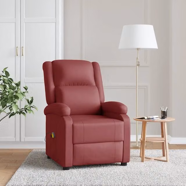 Poltrona relax reclinabile vidaXL in similpelle rossa con braccioli e imbottitura in schiuma