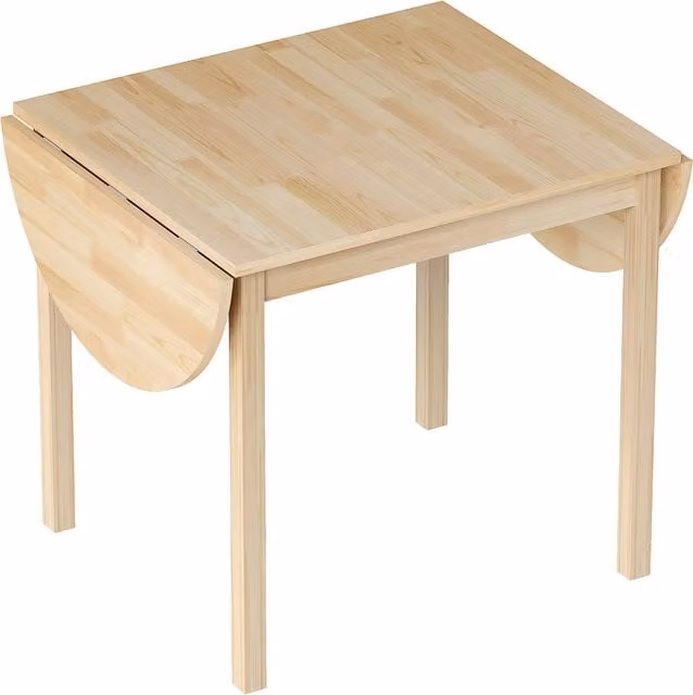 Tavolo da cucina allungabile a ribalta HOMCOM in legno di pino per 4-6 persone, L: 140 cm, P: 70 cm, H: 75 cm, colore Legno