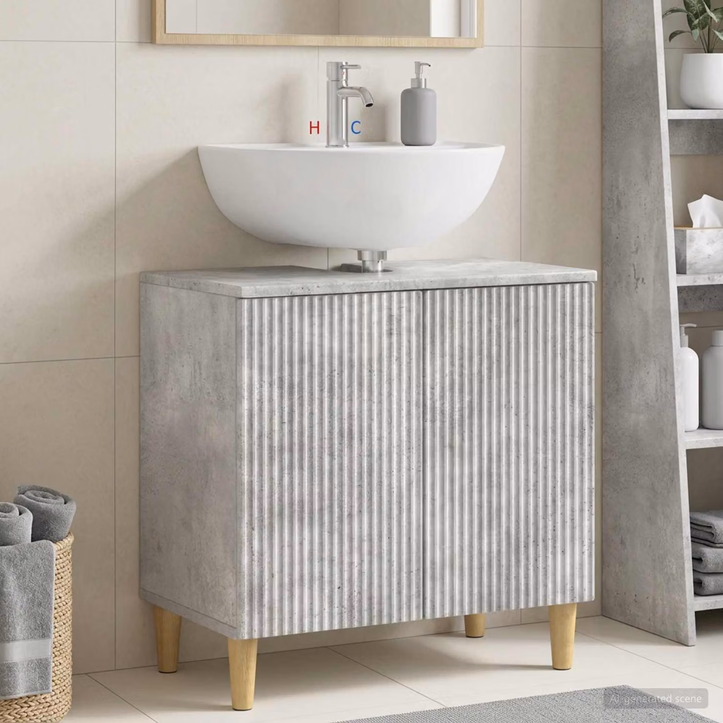 Armadio per lavabo da bagno moderno vidaXL ARNHEM Grigio opaco con ante a battente in MDF