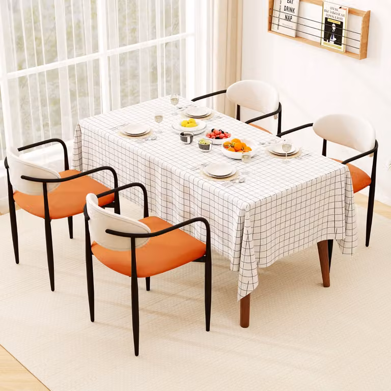 Set di 2 sedie da pranzo moderne Costway in pelle sintetica con sedile imbottito e braccioli, Arancione